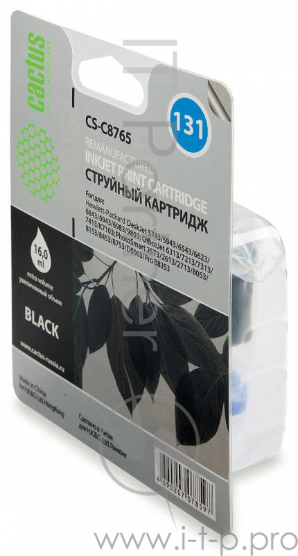 Картридж струйный Cactus CS-C8765 черный для №131 HP DJ5743/6543/6843, PhotoSmart2613/2713 (17ml)