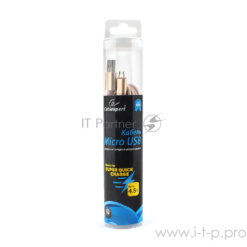 Кабель USB 2.0 Cablexpert CC-U-mUSB01Gd-3M, AM/microB, серия Ultra, длина 3м, золотой, блистер