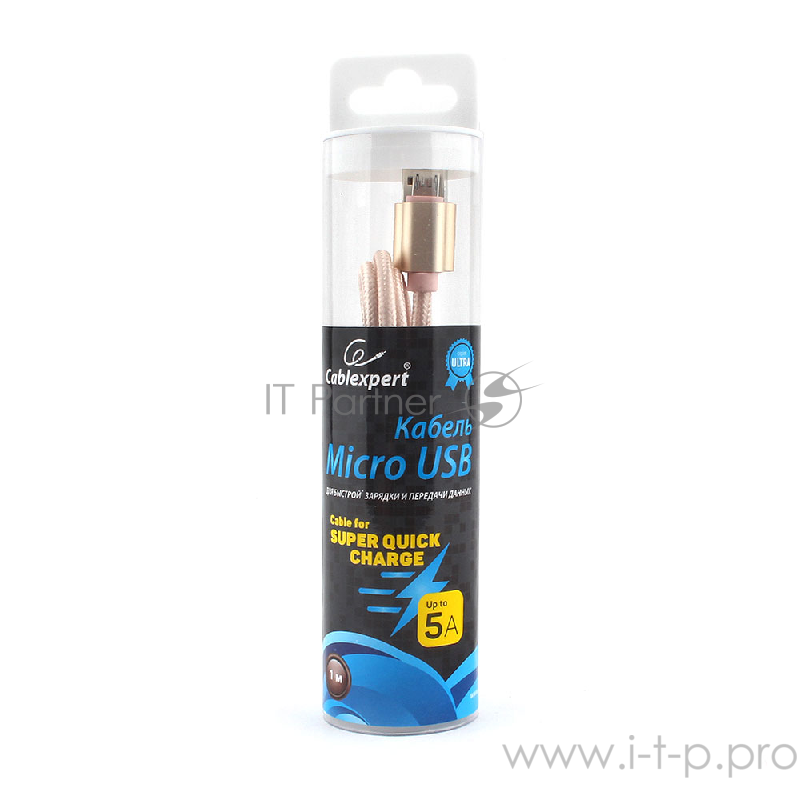 Кабель USB 2.0 Cablexpert CC-U-mUSB02Gd-1M, AM/microB, серия Ultra, длина 1м, золотой, блистер