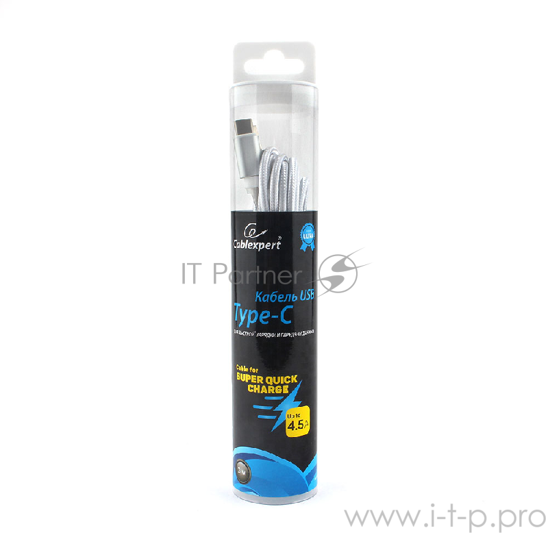 Кабель USB 2.0 Cablexpert CC-U-USBC01S-3M, AM/TypeC, серия Ultra, длина 3м, серебристый, блисте
