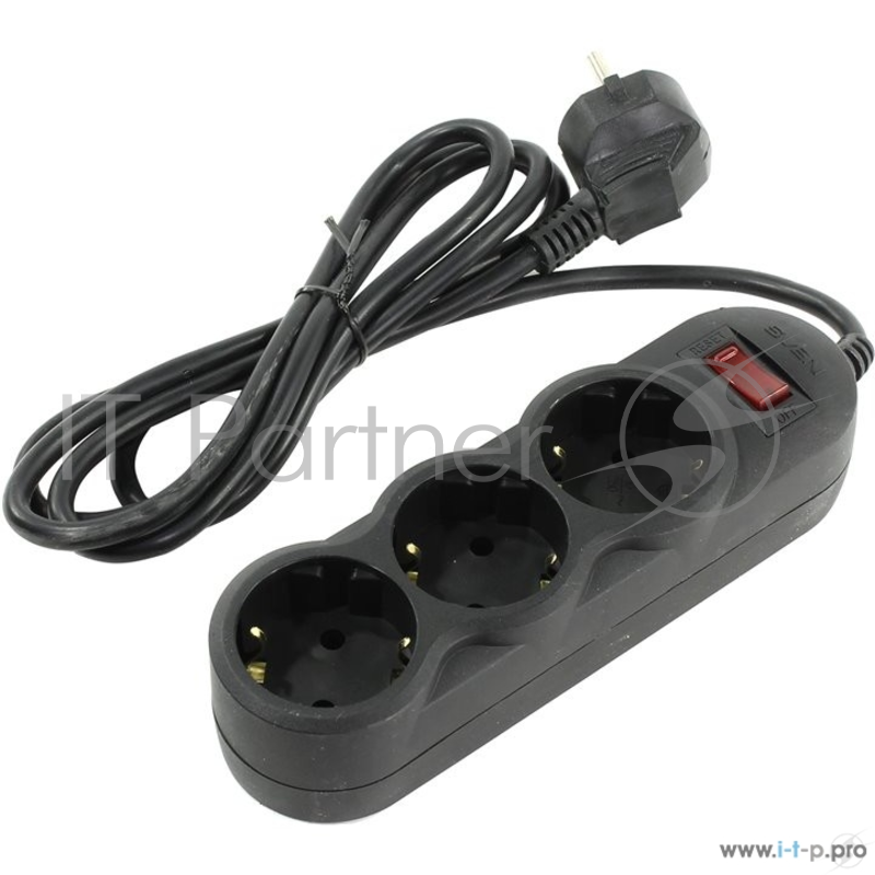 Сетевые фильтры SVEN Фильтр SF-03L 1.8 м (3 евророзетки), черый SV-015022