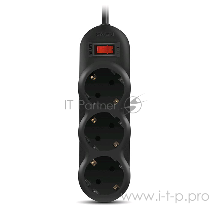 Сетевые фильтры SVEN Фильтр SF-03L 1.8 м (3 евророзетки), черый SV-015022