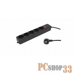 Сетевые фильтры PC PET Сетевой удлинитель AP01006-1.8-BK 1.8м (5 розеток, EURO, EURO/RUS), черный {619893}