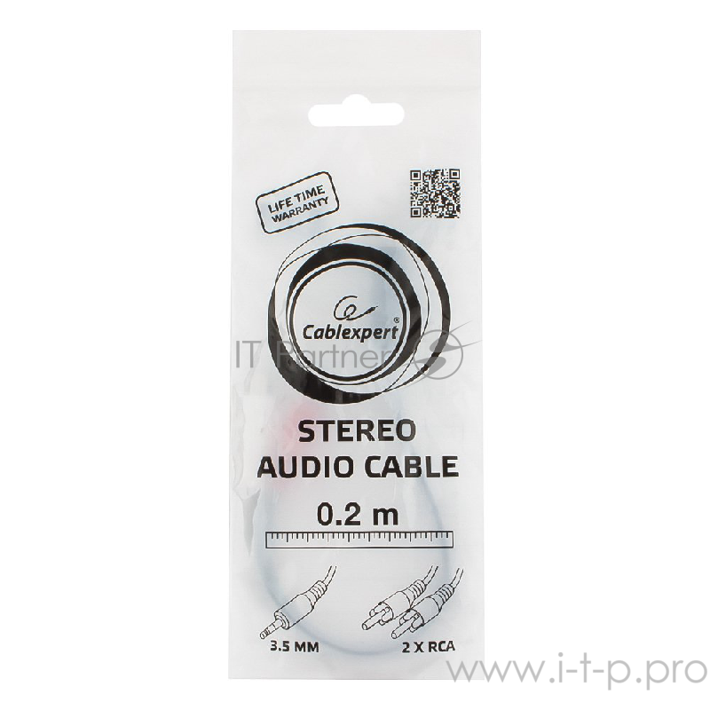 Кабель аудио Cablexpert CCA-458/0.2, джек3.5 / 2xRCA, 0,2м