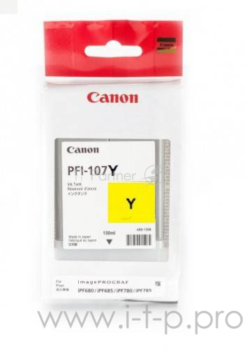 Расходные материалы Canon PFI-107Y 6708B001 Картридж для iPF680/685/770/780/785, Желтый, 130ml