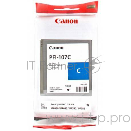 Расходные материалы Canon PFI-107C 6706B001 Картридж для iPF680/685/770/780/785, Голубой, 130ml.