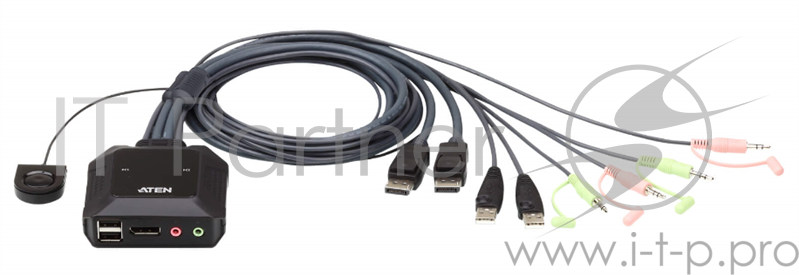 Переключатель KVM ATEN (CS22DP-AT|) KVM, 1 user USB+DisplayPort+AUDIO =) 2 cpu USB+DisplayPort+AUD