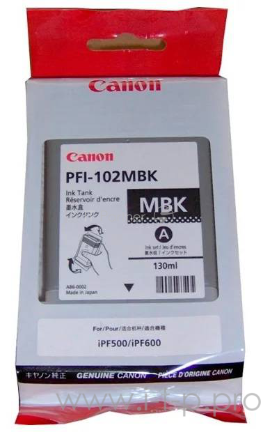Расходные материалы Canon PFI-102MBk 0894B001 Картридж для Canon iPF500/600/700, Матовый Черный, 130 мл.