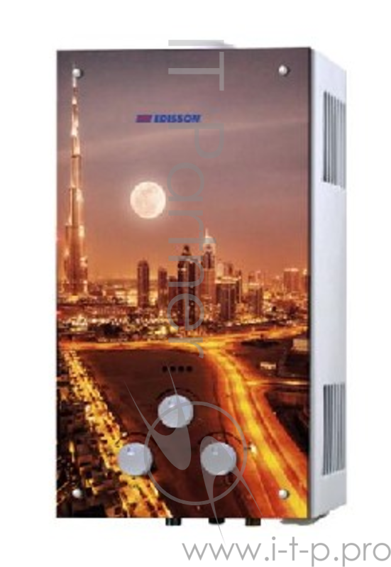 Водонагреватель EDISSON S 20 G (Мегаполис) Газовый проточный водонагреватель(Стеклянный фасад, мощность 20кВт, лужёный теплообменник 2,2кг, произв. 10л/мин, регулировка протока воды 0,025-0,8мПа и подачи газа 1274мПа, переключатель режимов «зима/лето