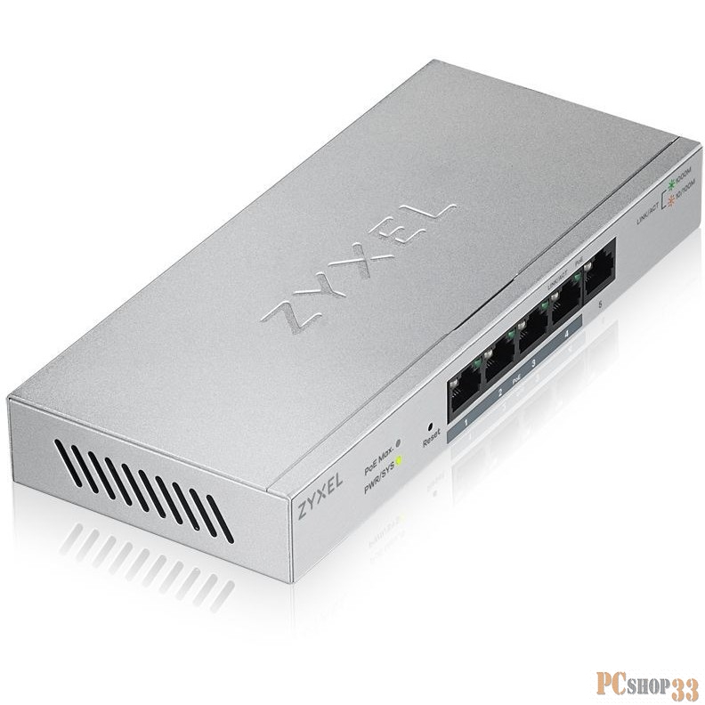 Сетевое оборудование ZYXEL GS1200-5HP-EU0101F Коммутатор 5 Port Gigabit PoE+ webmanaged Switch, 4x PoE, 60 Watt