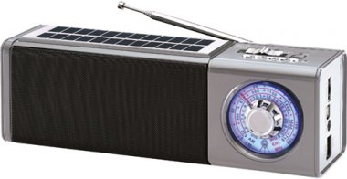 Радиоприемник MAX MR-400 AM/FM/SW, Подсветка, USB/Bluetooth, солнечная панель, серебрянный
