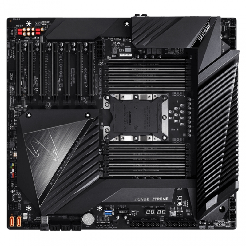 C621 AORUS XTREME, Socket 3647, Intel®C621, 12xDDR4-2667, 7xPCI-Ex16, 8xSATA3,(RAID 0/1/5/10), 1xU.2, 8 Ch Audio, 2xGLan, (4+2)xUSB2.0, (2+5)xUSB3.1, 1xPS/2, ATX, RTL, {1}