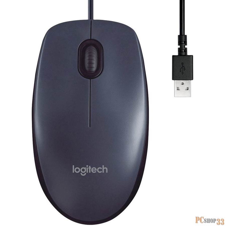 Оптическая мышь Logitech M100 910-005003, 2кн.+скр., серый (USB)