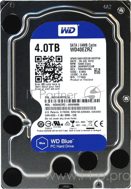 Жесткий диск WD Original SATA-III 4Tb WD40EZRZ Blue (5400rpm) 64Mb 3.5
