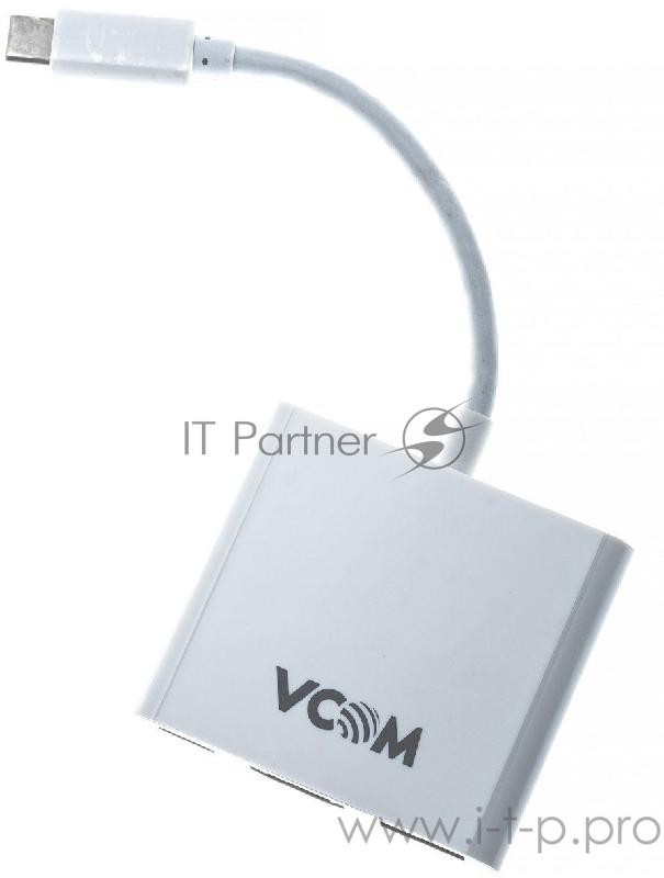 Кабель-адаптер USB 3.1 Type-Cm --> HDMI (f), USB3.0(f), TypeC (f) 0,15m VCOM