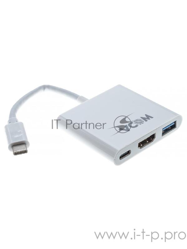 Кабель-адаптер USB 3.1 Type-Cm --> HDMI (f), USB3.0(f), TypeC (f) 0,15m VCOM