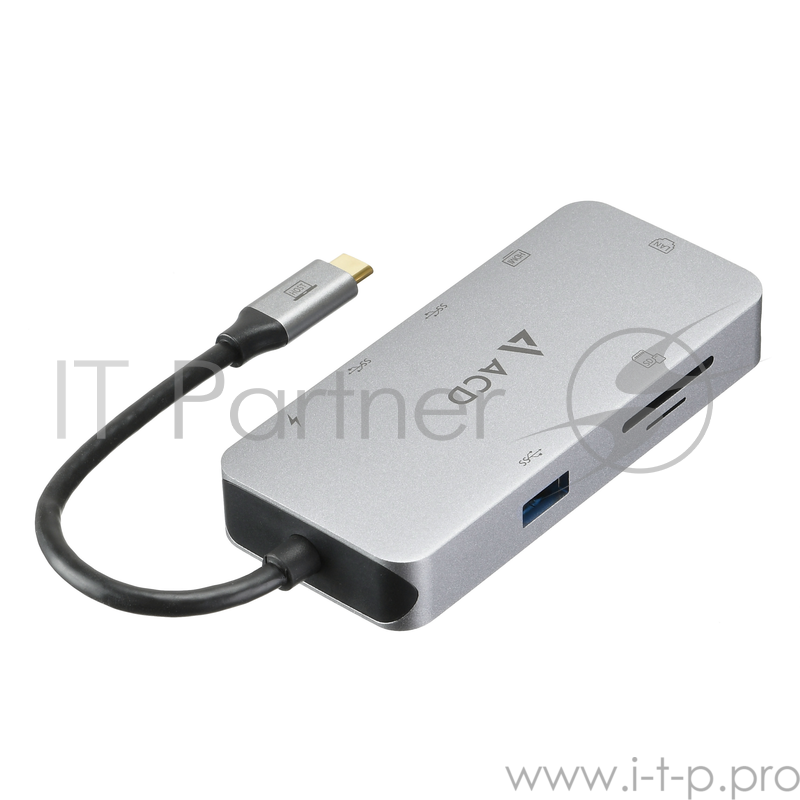 Fusion C108 Адаптер 8-в-1 USB-C в 3xUSB3.0/HDMI/LAN/SD/mSD/PD-90W (ACD-C108-PAL) RTL {50}