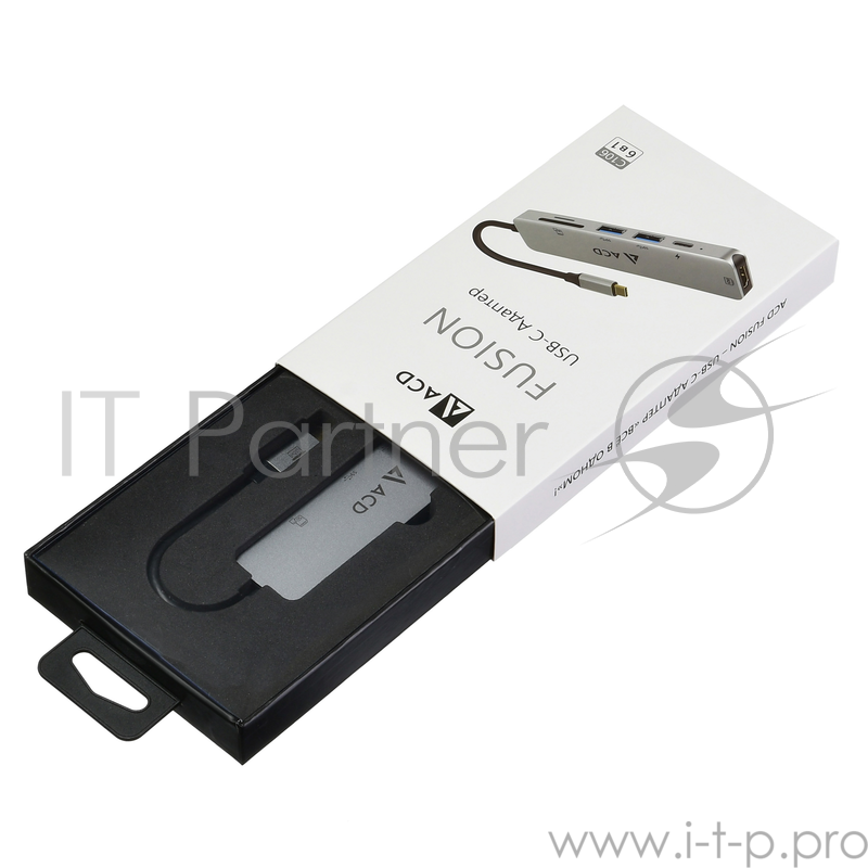 Fusion C106 Адаптер 6-в-1 USB-C в 2xUSB3.3/HDMI/SD/mSD/PD-60W (ACD-C106-PAL) RTL {50}