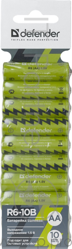 Батарея ZINK CARBON AA 1.5V R6-10B 10PCS 56020 DEFENDER