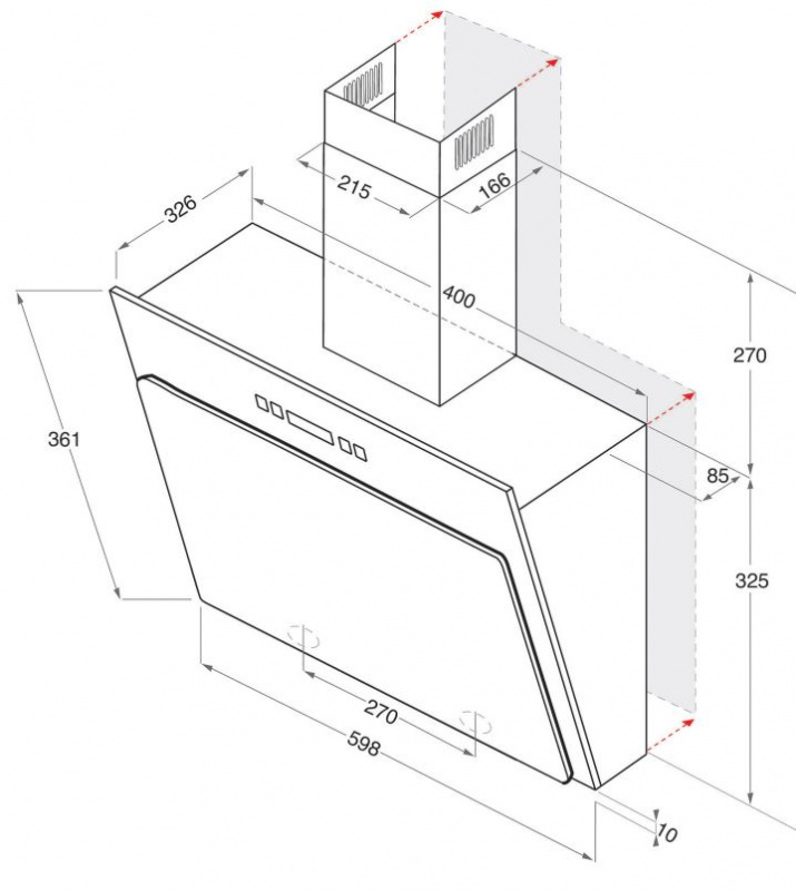Вытяжка каминная Indesit IHVP 6.4 LL K черный/нержавеющая сталь управление: кнопочное (1 мотор)