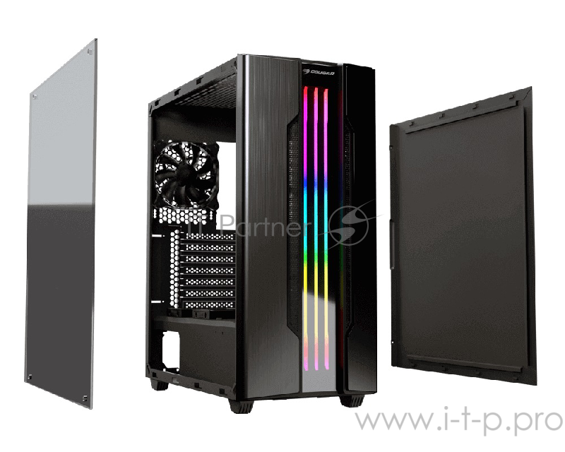 Корпус Cougar Gemini S Iron-Gray, без БП, RGB, большое боковое окно из закалённого стекла, ATX