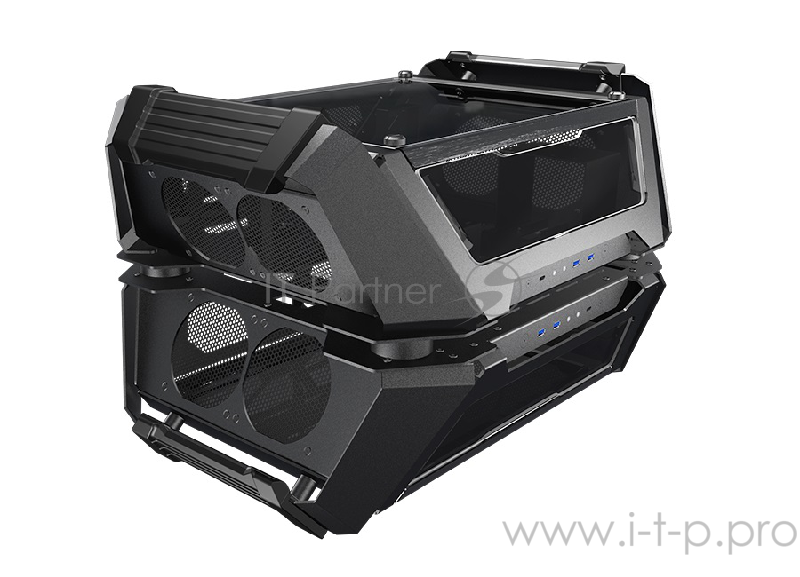 Корпус Cougar Gemini X, без БП, панели из закалённого стекла, чёрный, Dual Tower