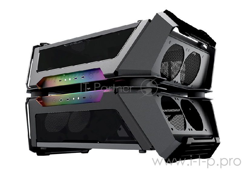 Корпус Cougar Gemini X, без БП, панели из закалённого стекла, чёрный, Dual Tower