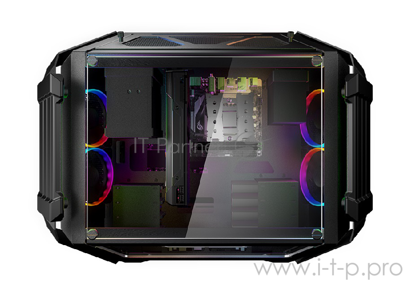 Корпус Cougar Gemini X, без БП, панели из закалённого стекла, чёрный, Dual Tower