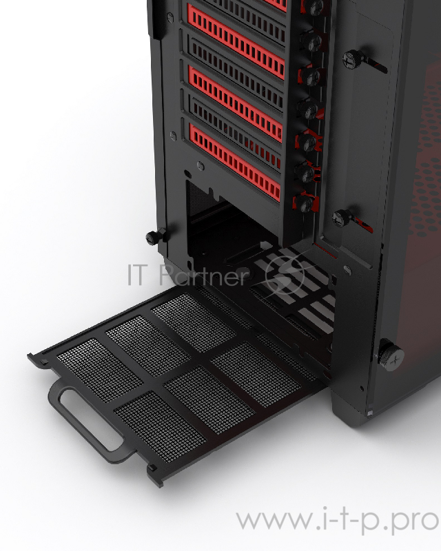 Корпус PHANTEKS Eclipse P400S, Black-Red, 3-SPEED FAN CONTROLLER, RGB LED иллюминация, звукоизоляционные панели, боковая панель Tempered Glass, Mid-To