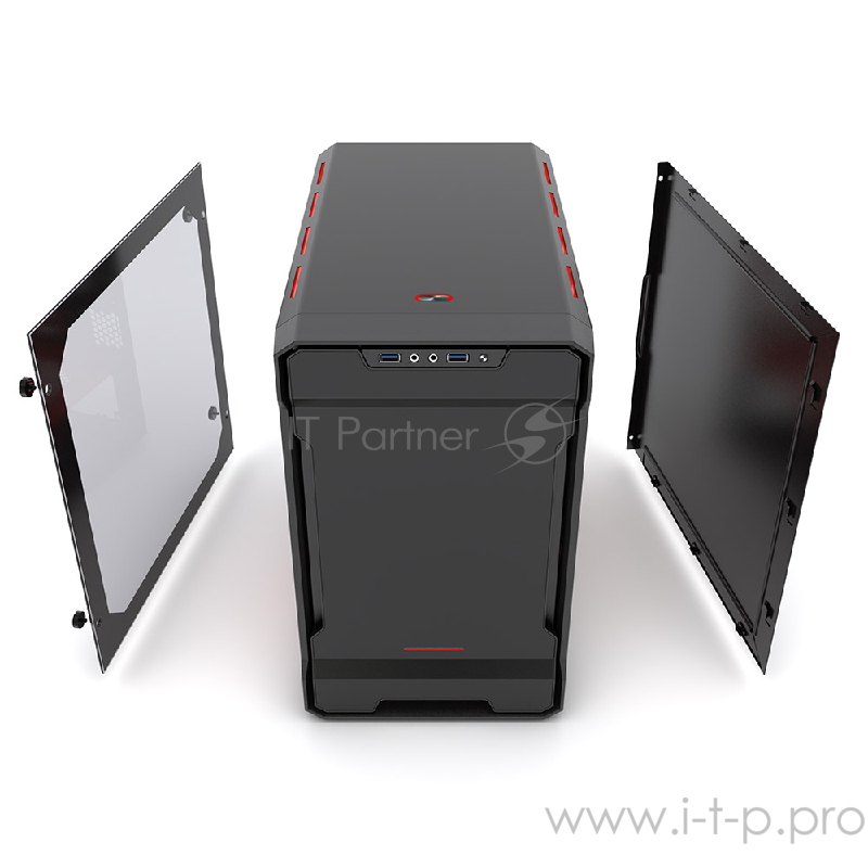 Корпус PHANTEKS Enthoo Evolv ITX, Black-Red Edition, RGB LED иллюминация, боковая панель Tempered Glass, Mini ITX
