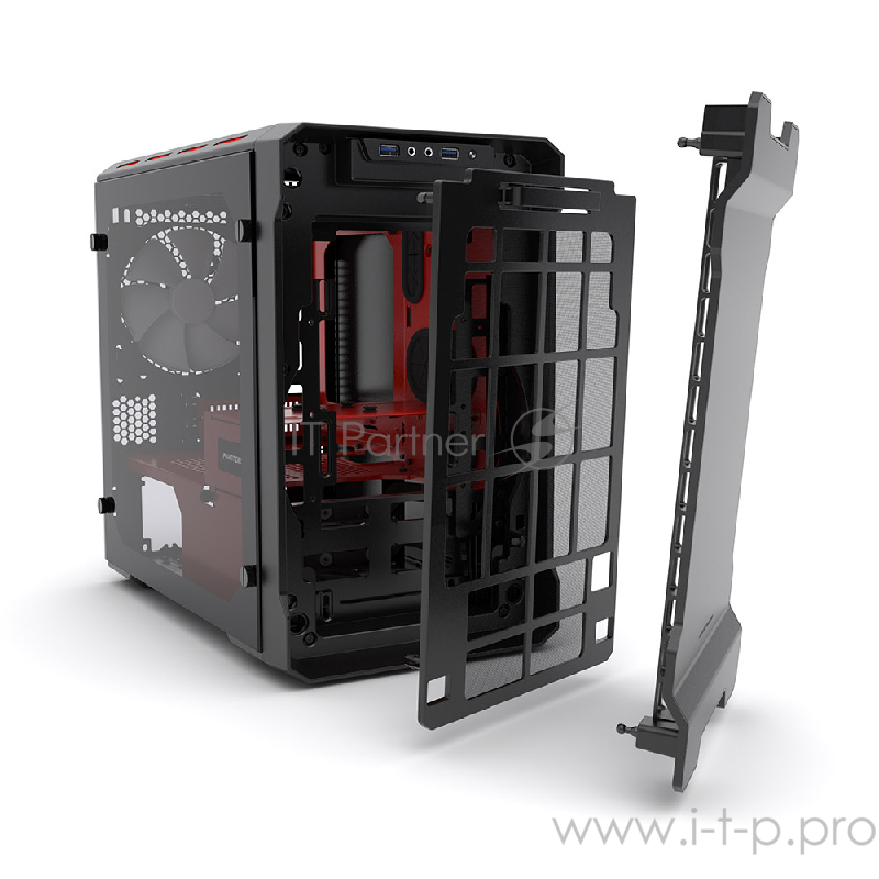 Корпус PHANTEKS Enthoo Evolv ITX, Black-Red Edition, RGB LED иллюминация, боковая панель Tempered Glass, Mini ITX