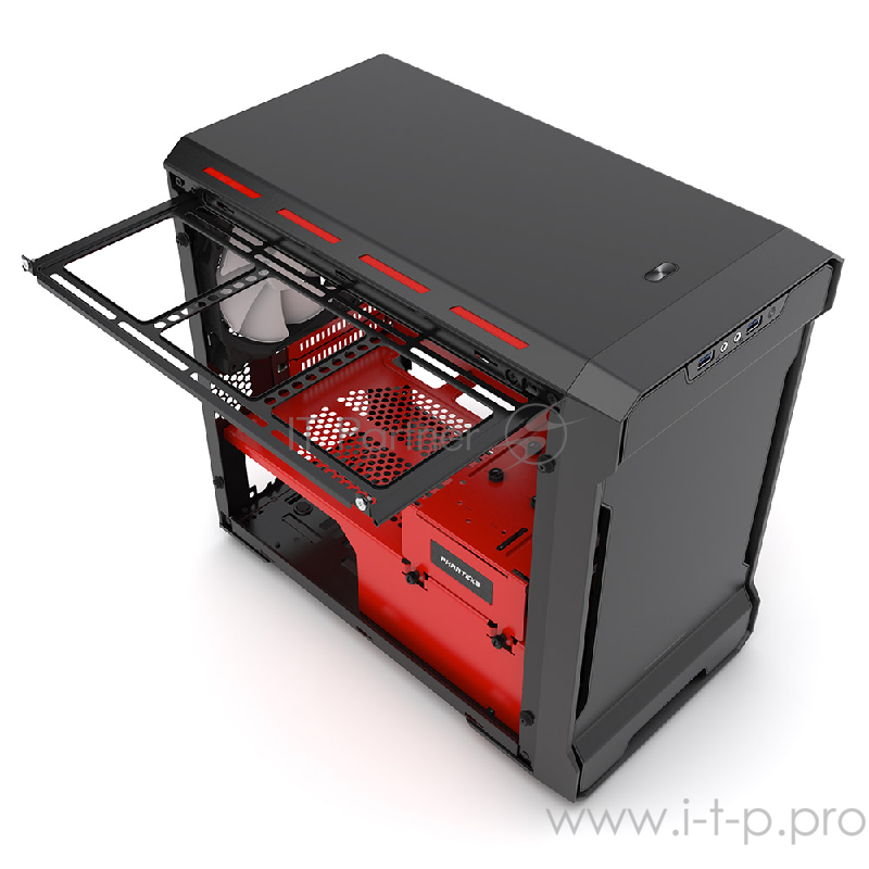 Корпус PHANTEKS Enthoo Evolv ITX, Black-Red Edition, RGB LED иллюминация, боковая панель Tempered Glass, Mini ITX