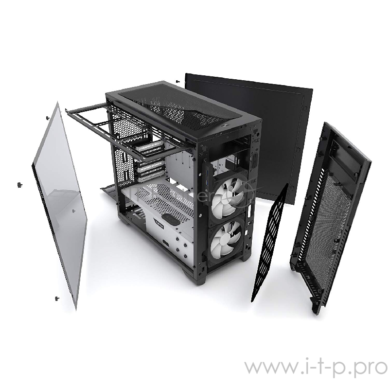 Корпус PHANTEKS Enthoo Pro M SE Black-White, 2x RGB рамки Halos PH-FF120RGBP, боковое окно Tempered Glass, Mid-Tower