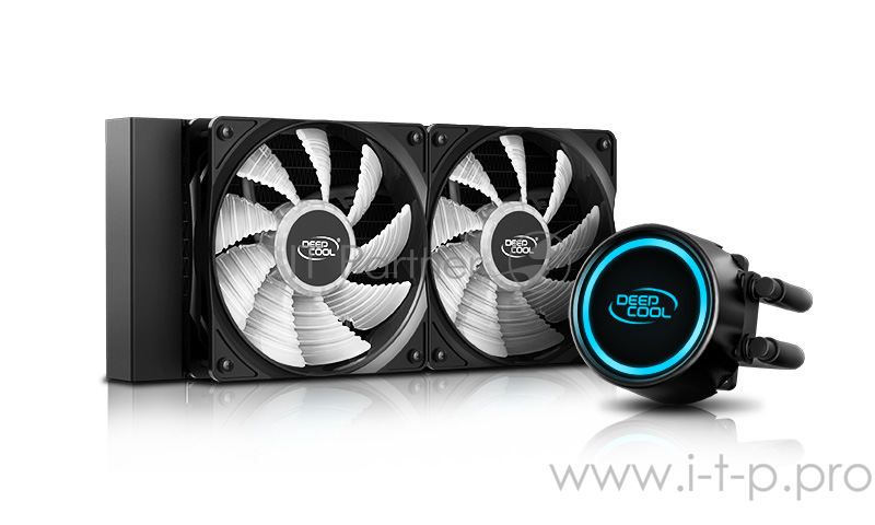Жидкостная система охлаждения DEEPCOOL GAMMAXX L240T BLUE LGA20XX/LGA1366/LGA115X/AM4/AM (8шт/кор,TDP 250W, BlUE LED Lighting, PWM, DUAL FAN) RET