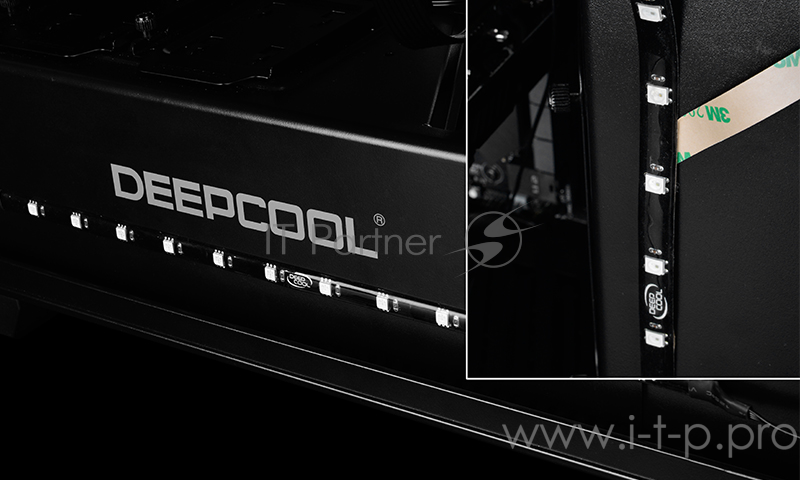 Светодиодная лента Deepcool RGB 200EX (комплект цветового дооснащения корпуса, 2 ленты по 350mm, RGB, подключение 4pin (+12V-R-G-B)) Color Box