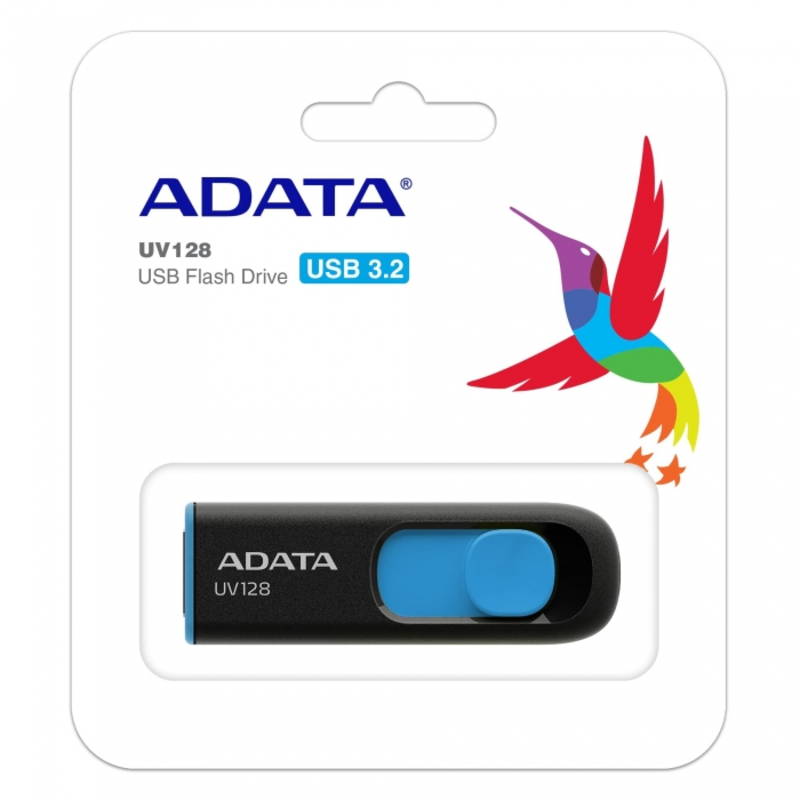 Носитель информации A-DATA Flash Drive 32Gb UV128 AUV128-32G-RBE {USB3.0, Black-Blue}