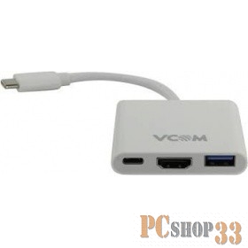 Кабель-адаптер USB 3.1 Type-Cm --> HDMI (f), USB3.0(f), TypeC (f) 0,15m VCOM