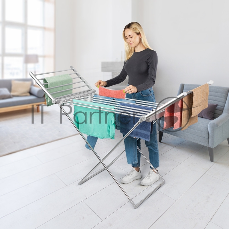 Сушилка для белья электрическая VLK Calor 01, серебристый, мощн. 230 Вт, механическое управление, температура от 50 до 55 град., нагрев боковых панелей, складной корпус,низкий уровень энергопотребления, размер в рабочем положении - 147х54х94 см, 5 шт