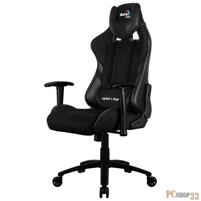 Кресло для геймера Aerocool AERO 1 Alpha All Black , цвет черный, Air Mesh ткань + ПВХ, до 150 кг, ШxДxВ: 68x70x125-133см