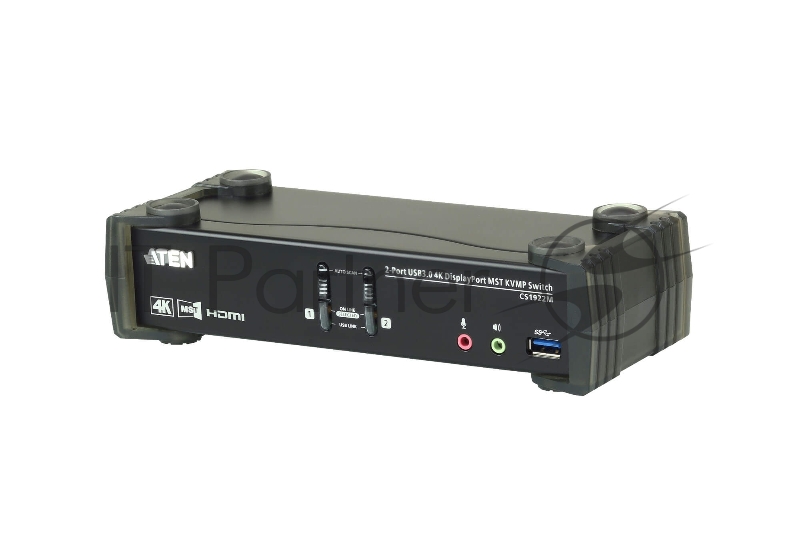 Переключатель KVM ATEN CS1922M-AT-G KVM+Audio+USB 3.0, 1 user USB+DP => 2 cpu USB+DP, со шнурами DP 2x1.5м.+USB 2х1.8м.