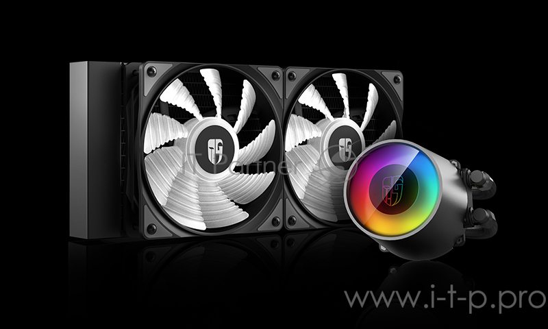 Комплект водяного охлаждения DEEPCOOL CASTLE 240 RGB V2 LGA20XX/LGA1366/LGA115X/TR4/AM (6шт/кор,TDP 250W, ARGB Lighting, Anti-Leak edition, PWM, DUAL FAN) RET