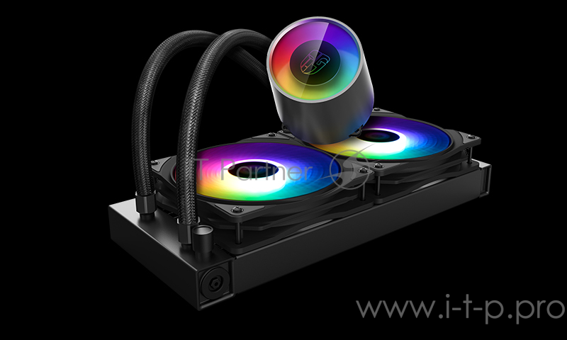 Комплект водяного охлаждения DEEPCOOL CASTLE 240 RGB V2 LGA20XX/LGA1366/LGA115X/TR4/AM (6шт/кор,TDP 250W, ARGB Lighting, Anti-Leak edition, PWM, DUAL FAN) RET