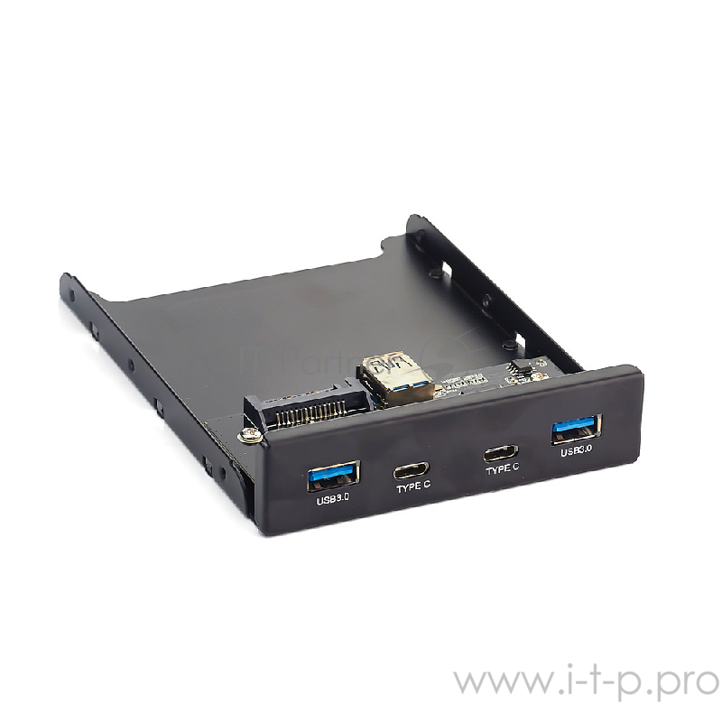 Планка USB на переднюю панель Exegate U3H-619, 3,5, 2*USB3.0+2*TypeC, черная, подсоед-е к мат. плат