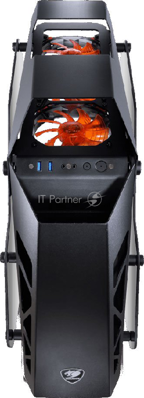 Игровой корпус Cougar Conquer чёрный/оранжевый (ATX, LED, закаленное стекло, fan 3x120 мм, 3 x USB 3.0, audio)