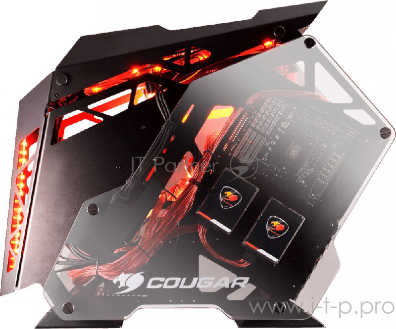 Игровой корпус Cougar Conquer чёрный/оранжевый (ATX, LED, закаленное стекло, fan 3x120 мм, 3 x USB 3.0, audio)
