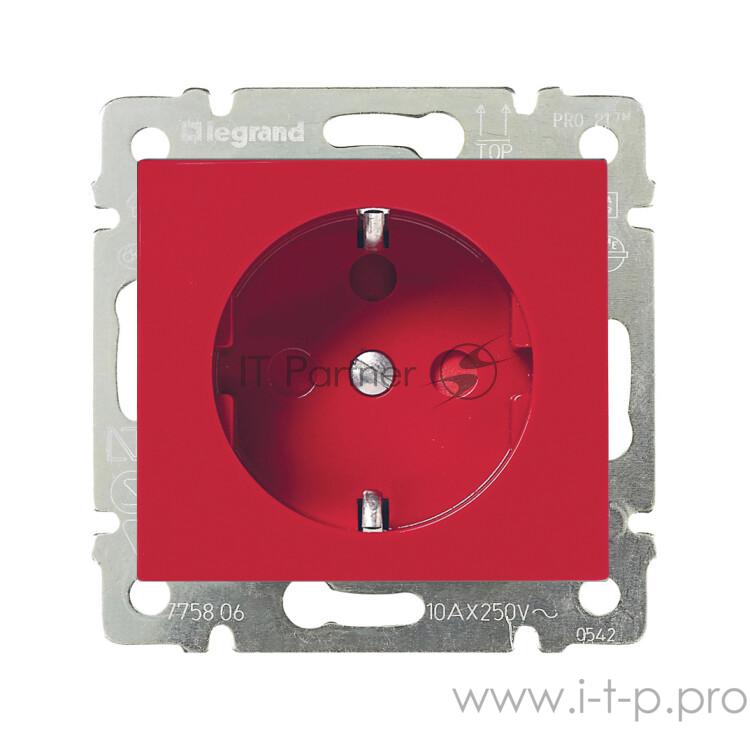 Электроустановочные изделия Legrand Legrand 774327 Розетка электрическая Valena немецкого стандарта с заземлением и механической блокировкой (красн)