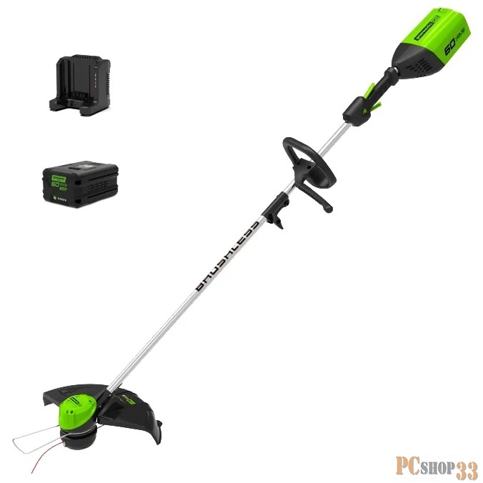 GreenWorks Триммер аккумуляторный GD60LTK2, 60V, 40 см, бесщеточный, с 1хАКБ 2 А.ч. и ЗУ 2103207UA