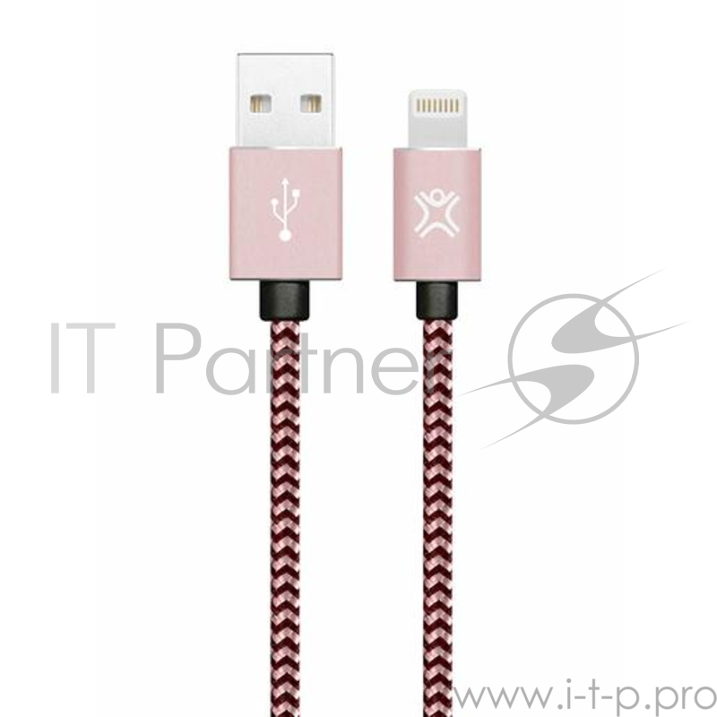 Кабель XtremeMac Premium Lightning to USB. Оплетка из нейлона. Длина 2м. Цвет розовое золото.