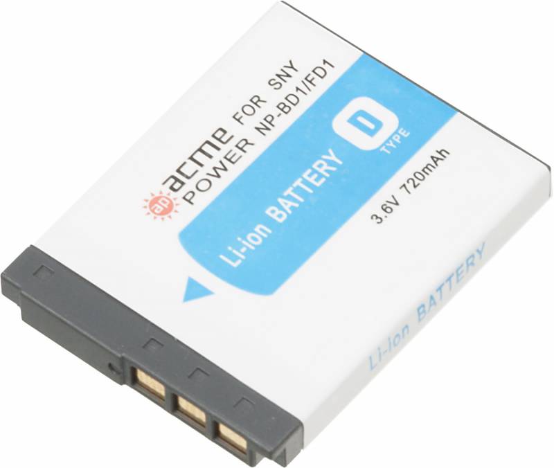 Аккумулятор для компактных камер AcmePower NP-BD1/FD1 для: Sony CyberShot DSC-TX1, Sony CyberShot DS