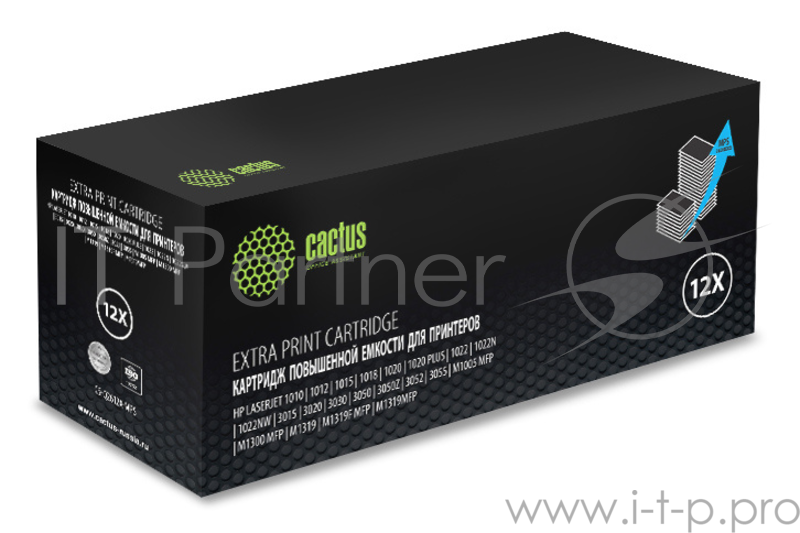 Тонер Картридж Cactus CS-Q2612X-MPS черный (3000стр.) для HP HP LaserJet 1010/1012/1015/1018/1020